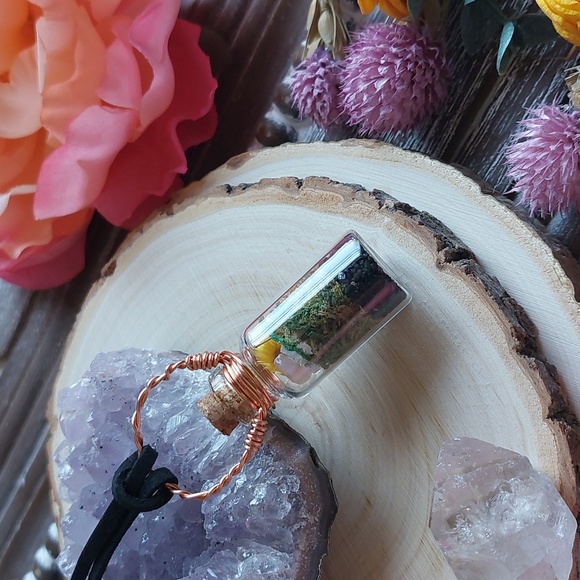 Crystal Terrarium Necklace, Rose Quartz, Handcrafted by Rust Belt Raised - Picture 5 of 8